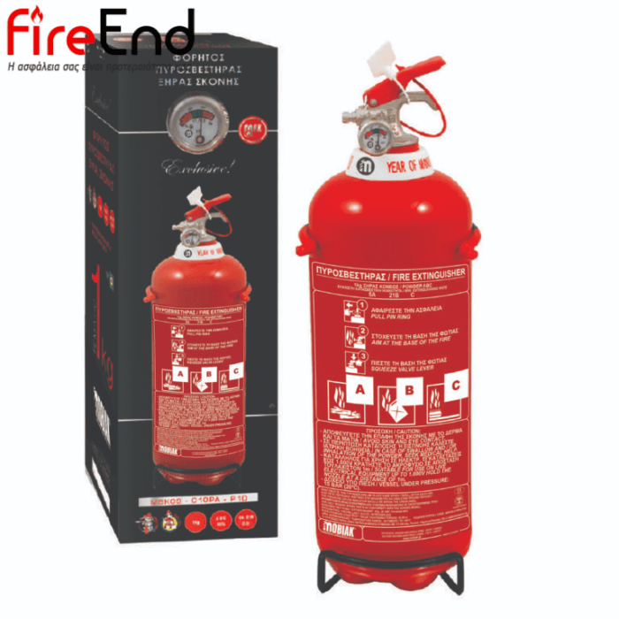 Πυροσβεστήρας ξηράς σκόνης exlusive ABC 40% 1kg