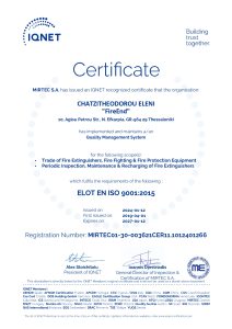 Certificate Chatzitheodorou Eleni "FireEnd" ELOT EN ISO 9001:2015